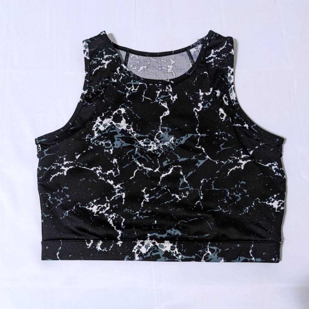 POPfit Emma Cropped Top/Bra, Marble, L